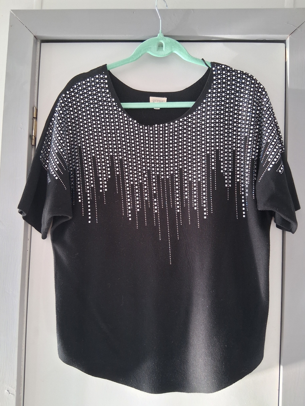 Black Embellished Short-Sleeve Top - Women